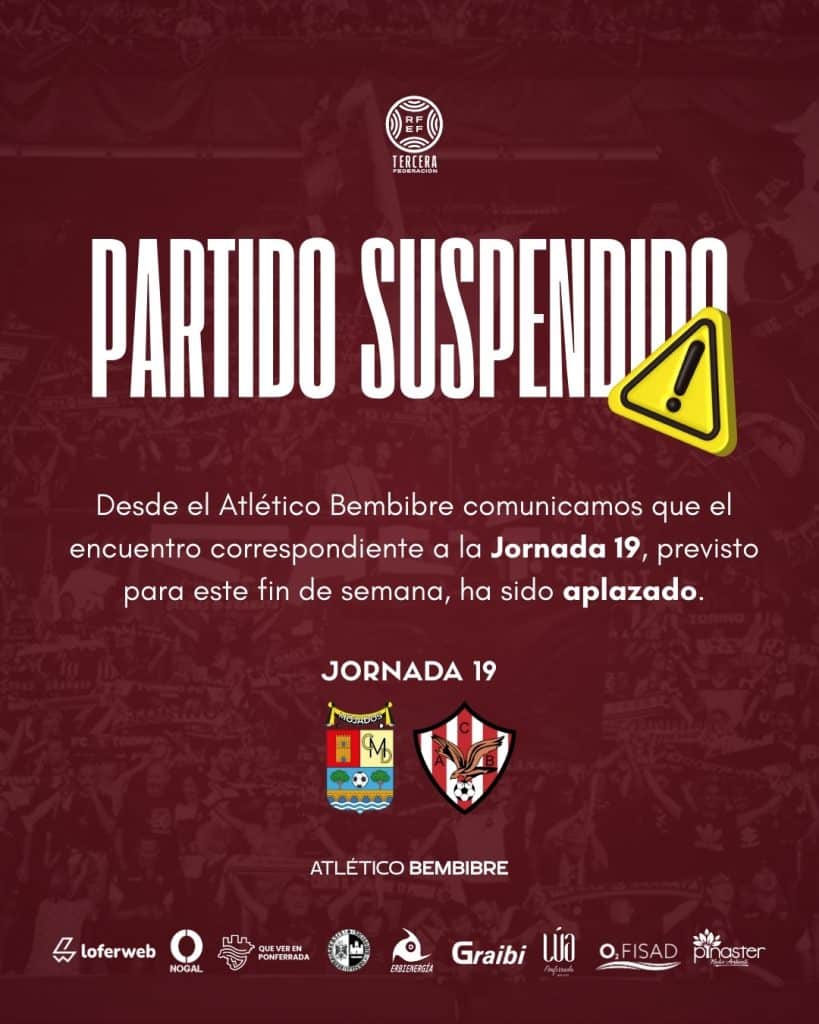 Partido aplazado Mojados vs atletico bembibre jornada 19 2026